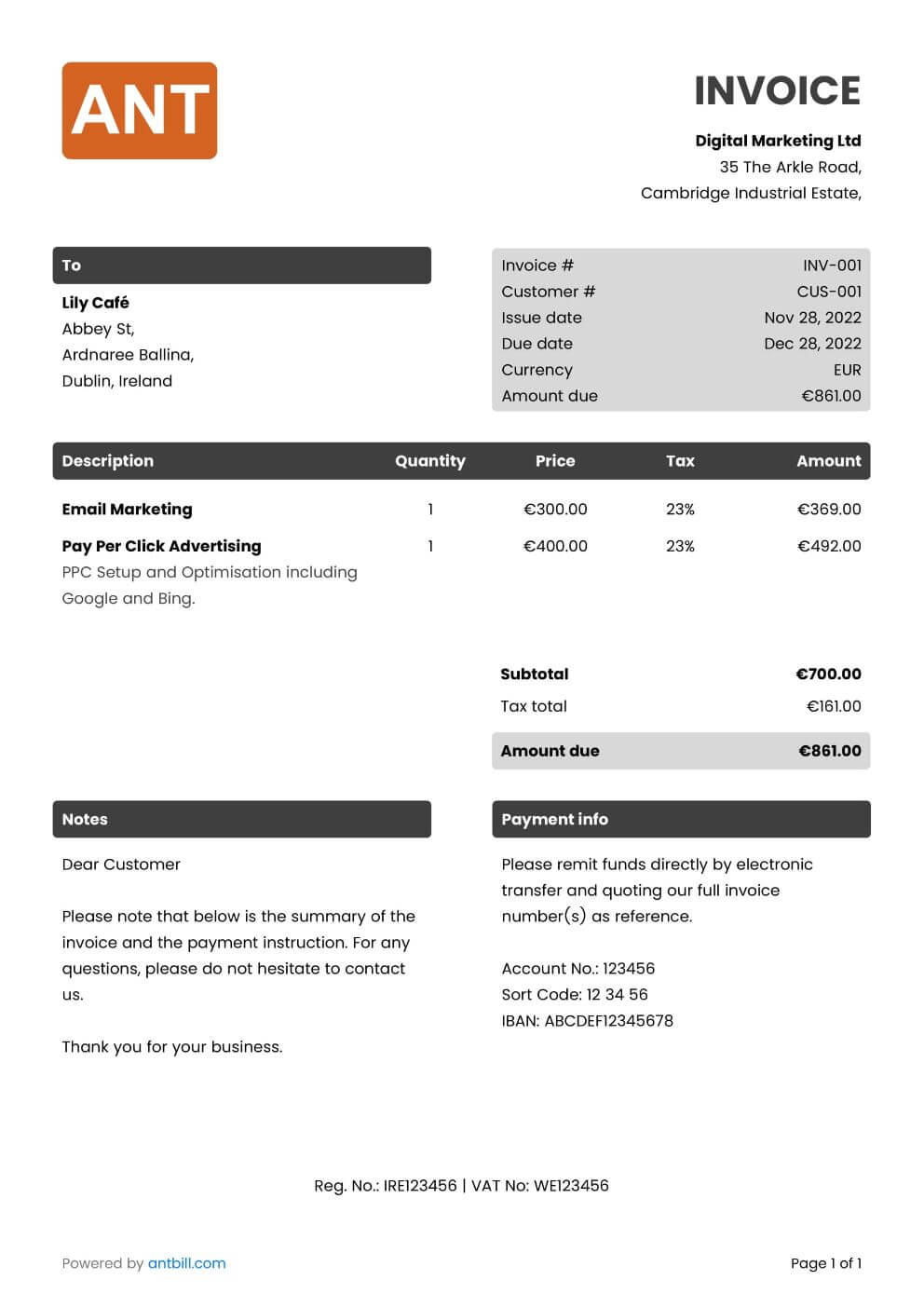 Travel Agency Invoice Template - classic