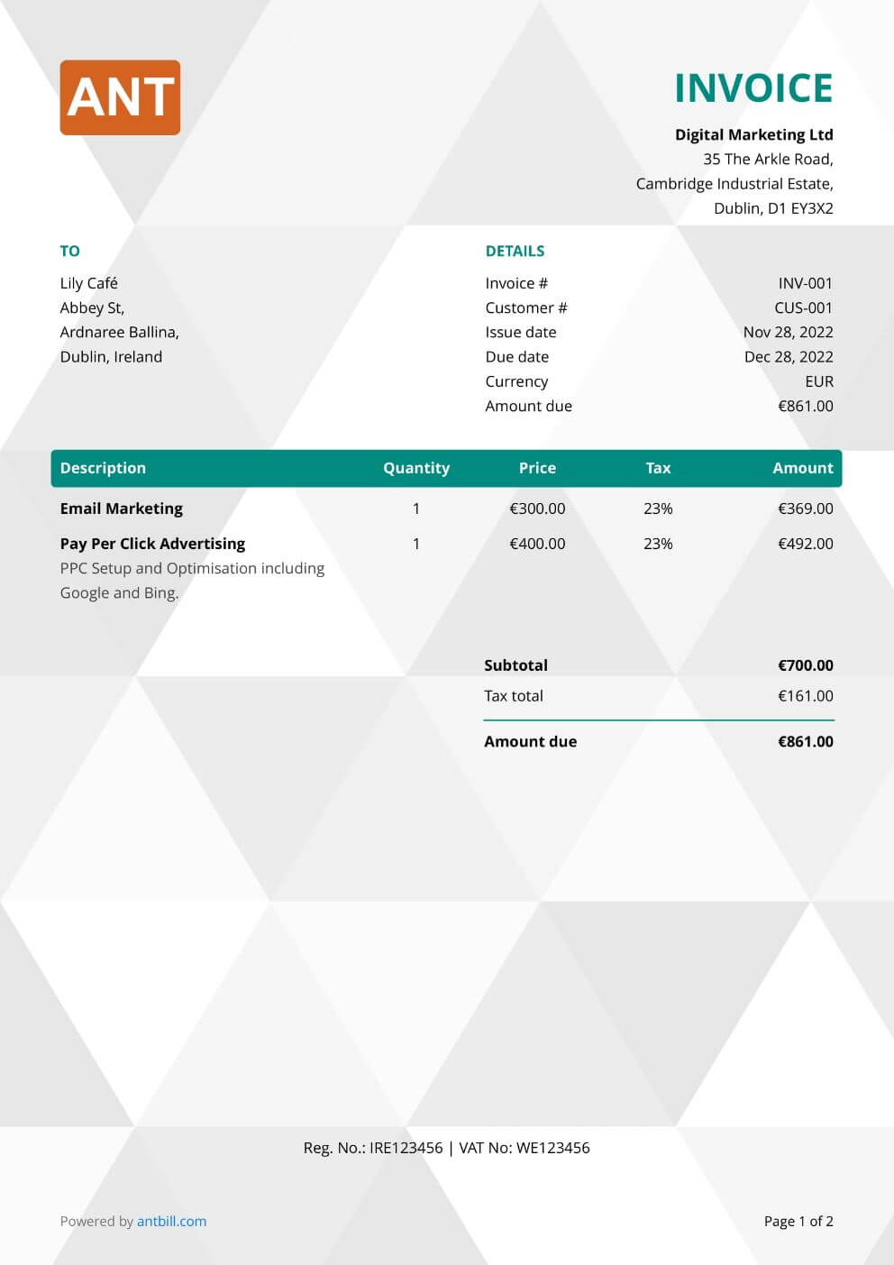 Property Management Invoice Template - modern