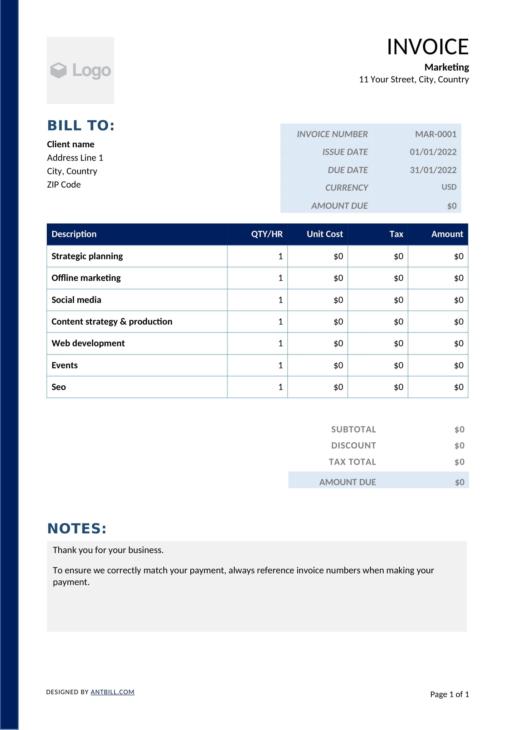 Marketing Invoice Template - professional